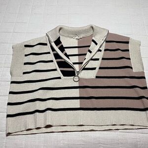 Entro Beige and Black Striped Knit Top